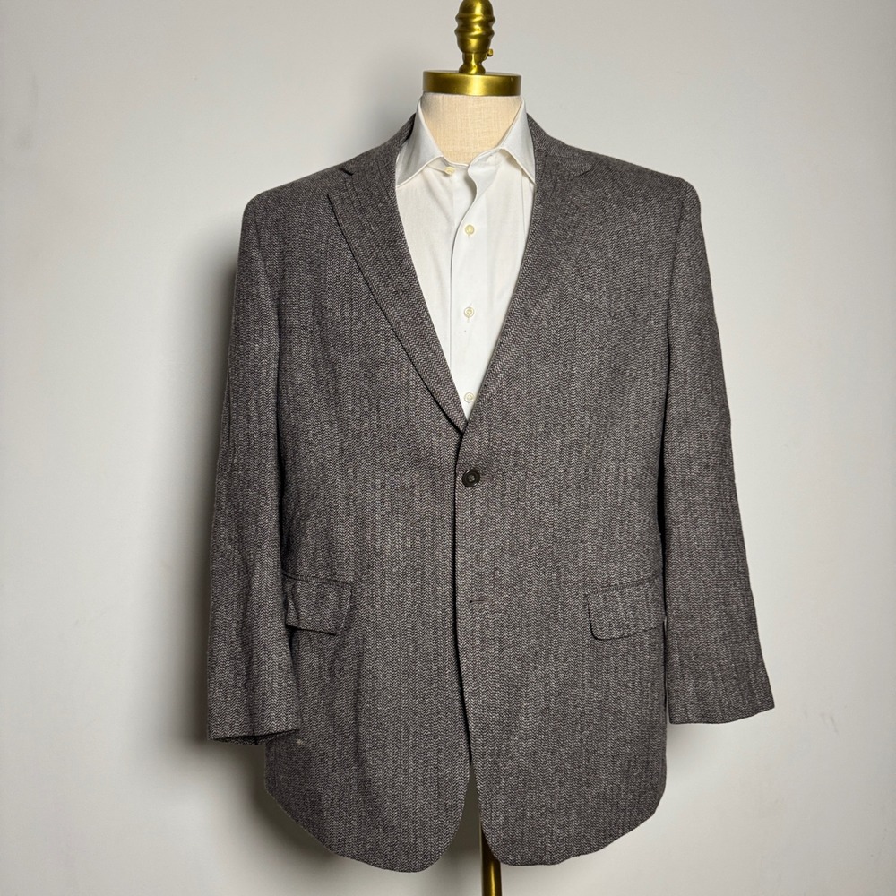 Calvin Klein Men Wool Herringbone Blazer Jacket Sport Coat 46R